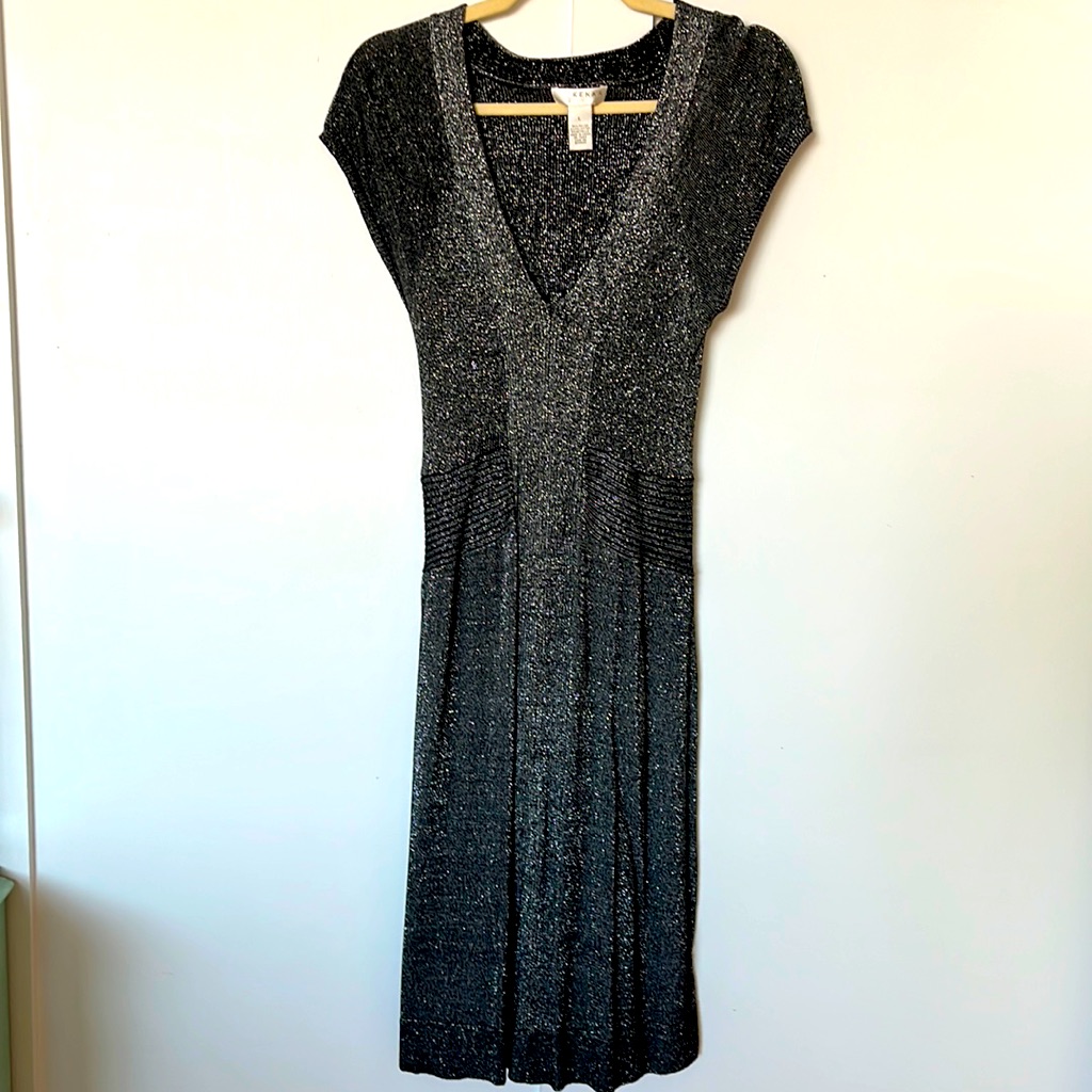 Kenar Dress, Large, Metallic Black